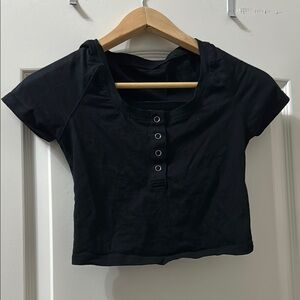 Black Buttoned Women's Top